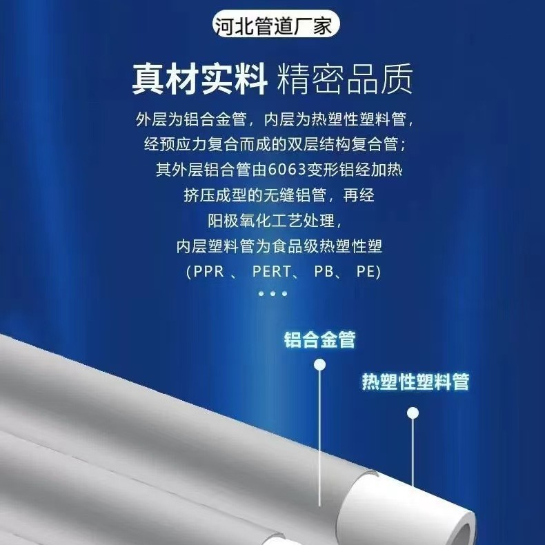 Aluminum Alloy Plastic-Lined Pert/Pb Composite Pipes for Hot and Cold Water Supply, Available in Various Sizes, Acid and Alkali Resistant Plastic-Lined Pipes with High Temperature Resistance