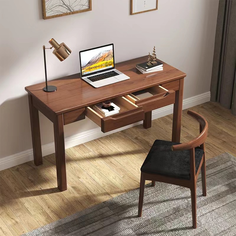 Nordic Solid Wood Desk and Chair Small Apartment Modern Simple Learning Writing Desk for Primary and Secondary School Students Bedroom Home Computer Desk