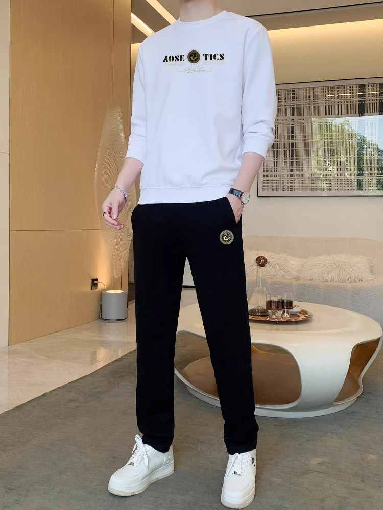 Spring and Autumn New Long Sleeve Sweatshirt Suit Round Neck Sports Sweatshirt Suit Men's Autumn and Winter Men's Casual Suit Youth