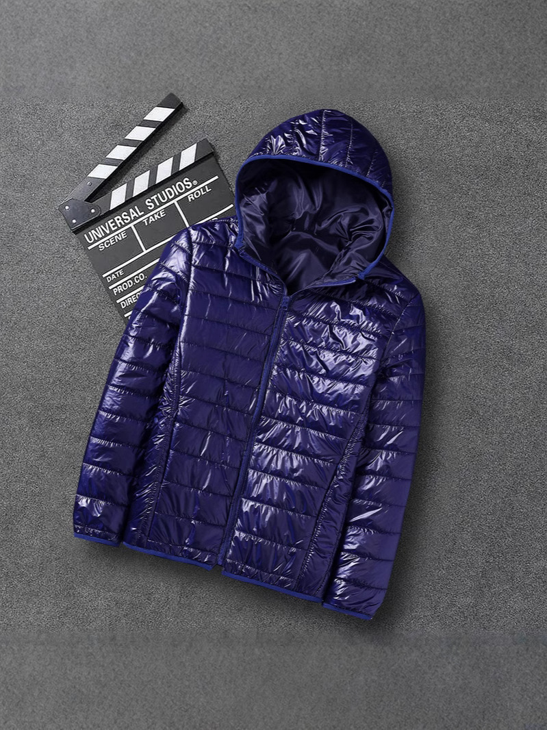 Cross-border Fashion Simple Trendy Cotton-padded Jacket Hooded Men's Short Top Youth Simple Solid Color Casual Jacket for Men