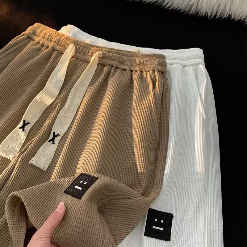 кросс-граница вафельные шорты мужские летние легкие пляжные брюки беговые спортивные брюки свободные повседневные пятибалльные брюки для мужчин