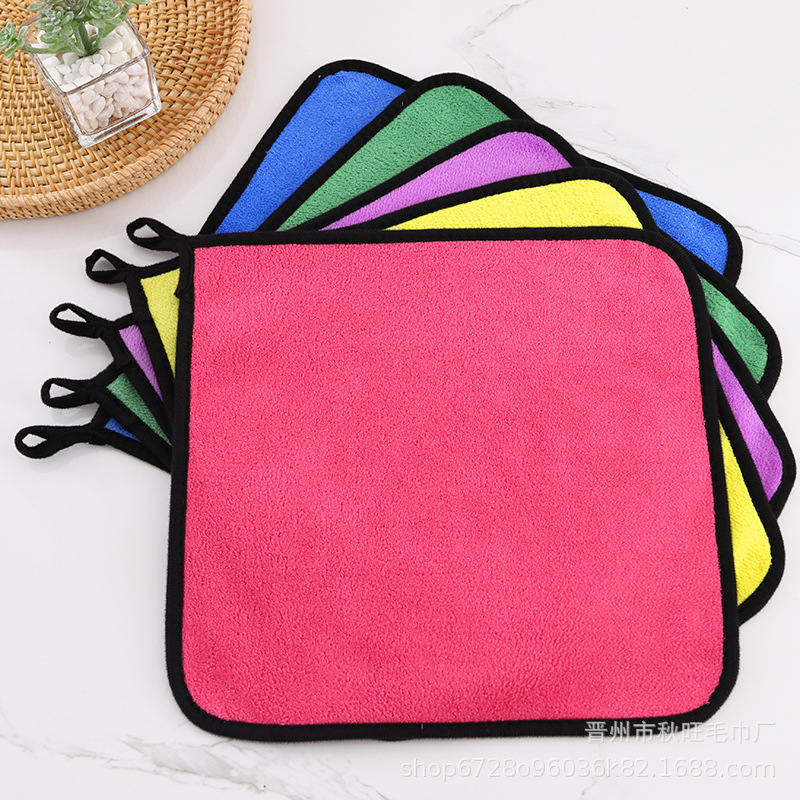 Manufacturer Wholesale Double-Sided Cleaning Towel Car Special Absorbent Car Wiping Towel Rag Coral Velvet Thickened Small Towel