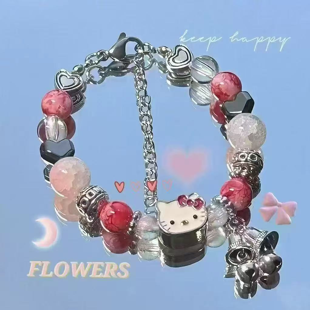 Cute Cat Beaded Elastic Rope Bracelet for Women, Cute, Personalized, Fashionable, Niche, Elegant, Exquisite and Versatile Bracelet Bracelet