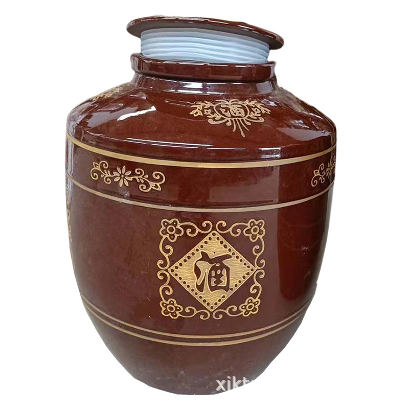 Thickened clay pottery wine jar 50kg 100 KG 200kg red glazed ceramic wine jar household sealed cellar wine jar