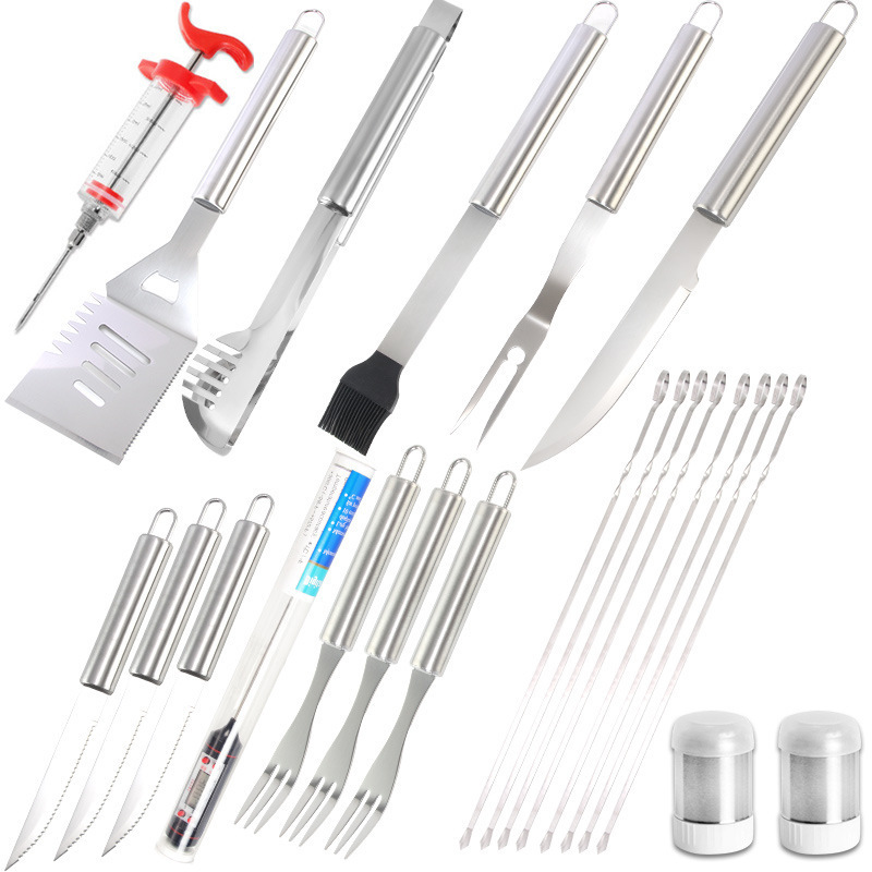 Amazon Stainless Steel Outdoor Barbecue Tool Bag Bbq Barbecue Clip Shovel Fork Skewer Aluminum Box Free Combination Set
