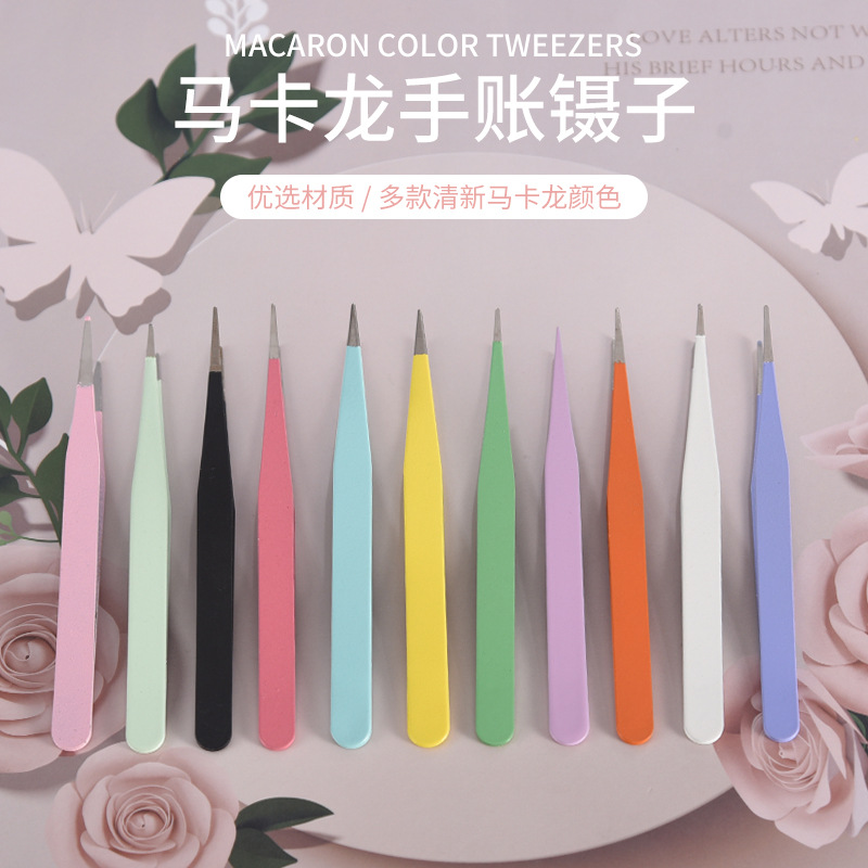 Stainless Steel Colorful Hand Ledger Clip Tape DIY Sticker Hand Ledger Retro Style Straight Clip Curved Clip Cartoon Card Holder