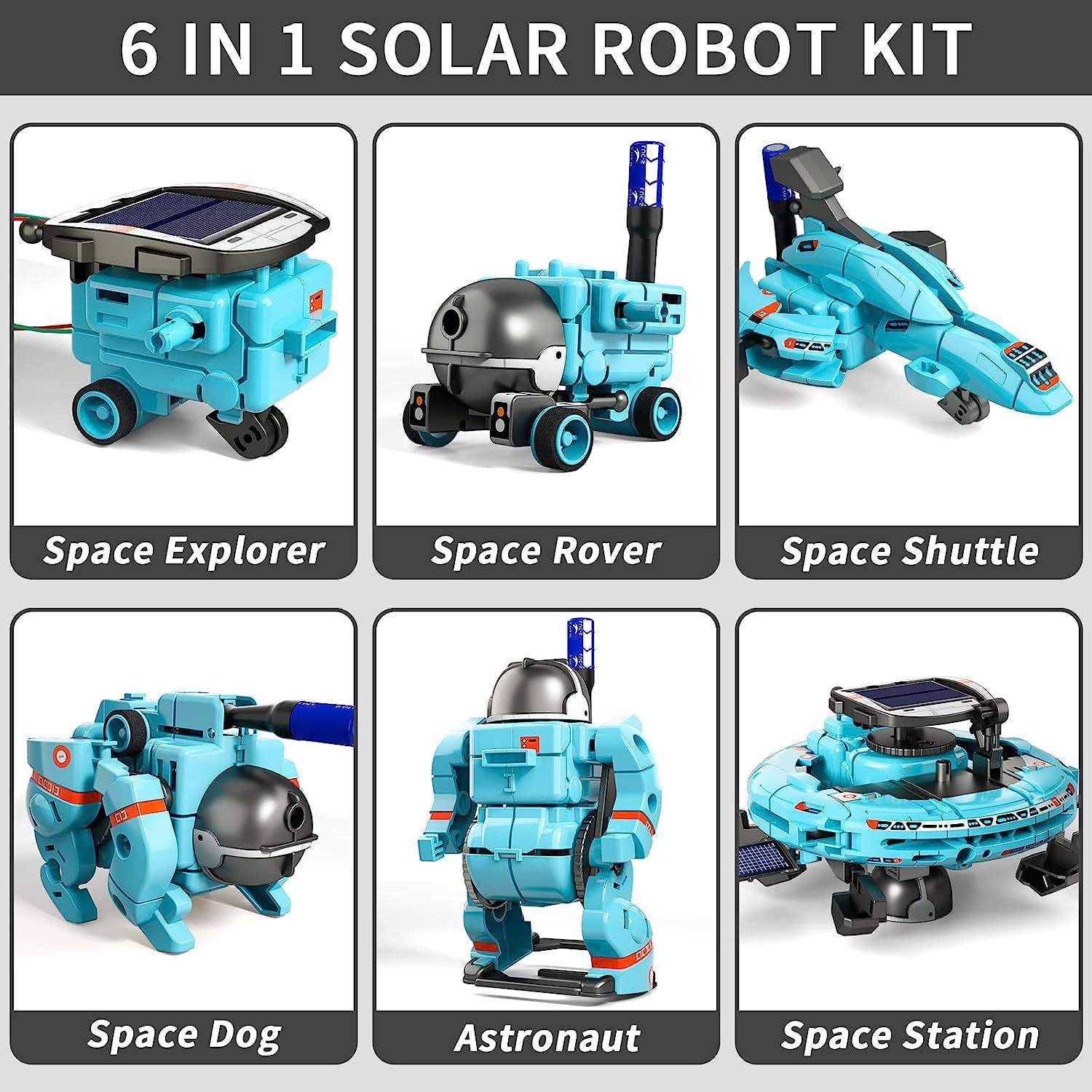 Cross-Border Hot-Selling DIY Assembly Toys Six-In-One Self-Assembled Space Solar Building Block Car 6-in-1 Intelligent Robot