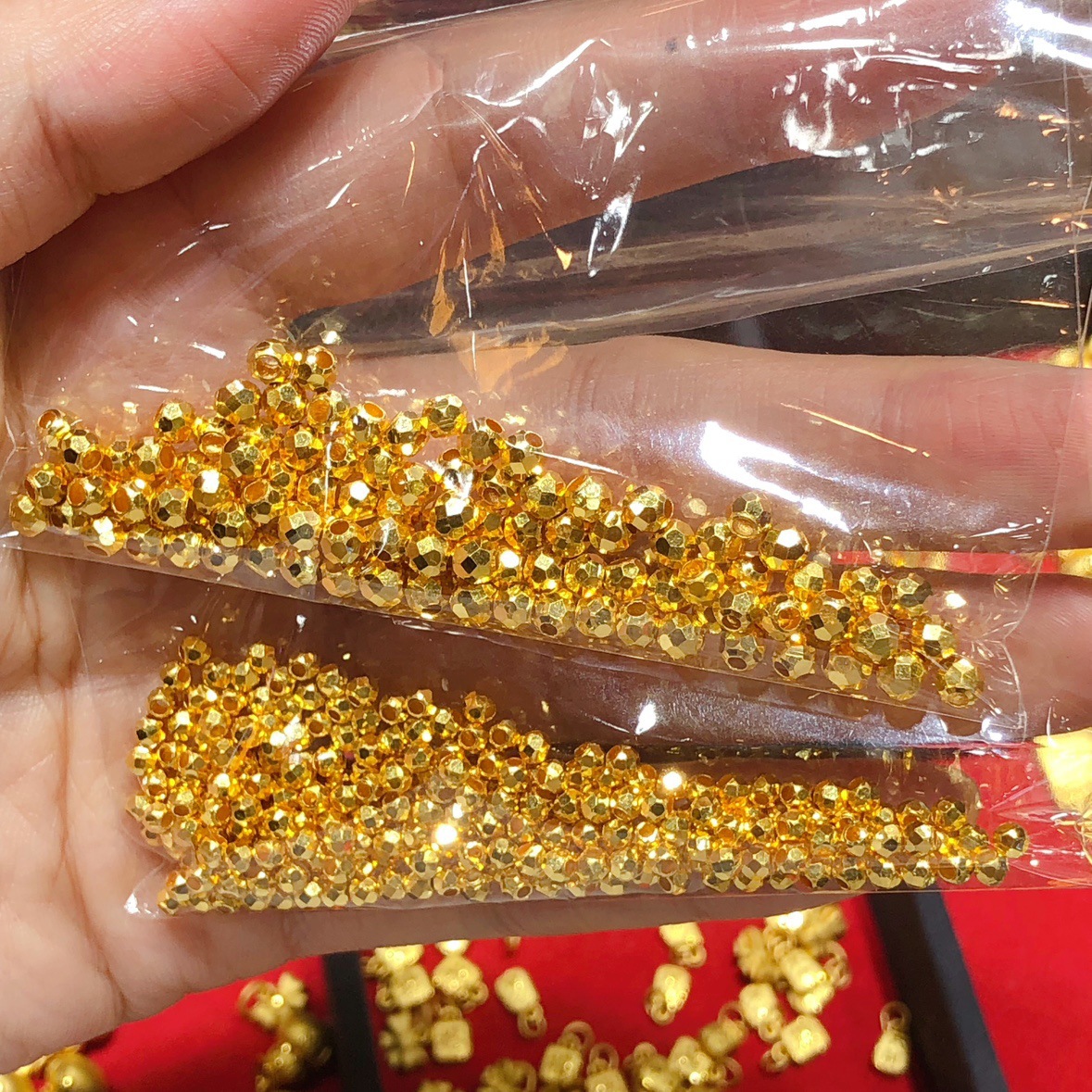 Pure Gold Gold Bouncy Bead Bracelet Pure Gold 999 Flash Broken Gold Necklace Women's Transfer Beads Fine Glitter Gold Bead Bracelet