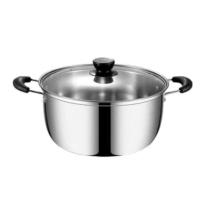 Cross-Border 201 Stainless Steel Soup Pot Double-Ear Thickeneded Soup Pot Induction Cooker Gas Stove Soup Steamer Baby Food Pot