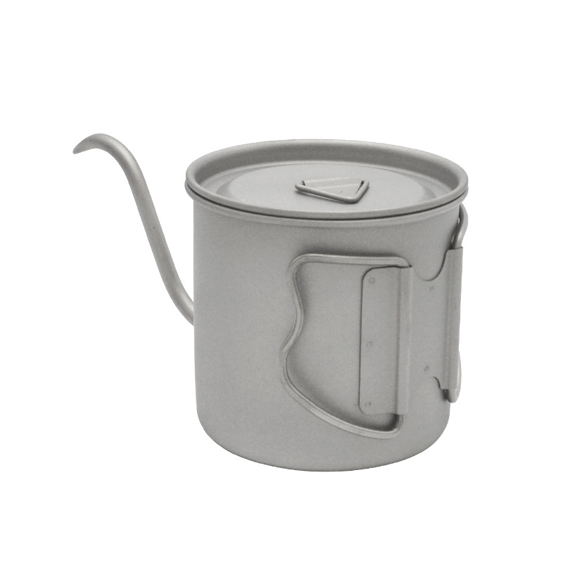 Pure Titanium Hand-Brewed Coffee Pot Foldableable Long Mouth Thin Mouth Brewing Pot Home Outdoor Coffee Pot Spout Detachable