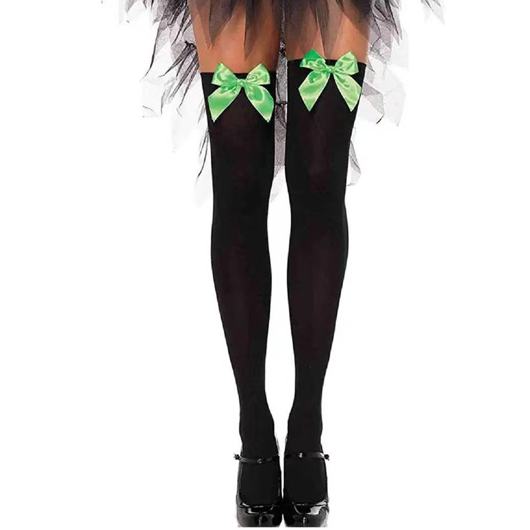 Japanese Style Bow Over-The-Knee Socks Jk Velvet Sexy High Socks Stockings Black and White Medium Thick Preppy Style