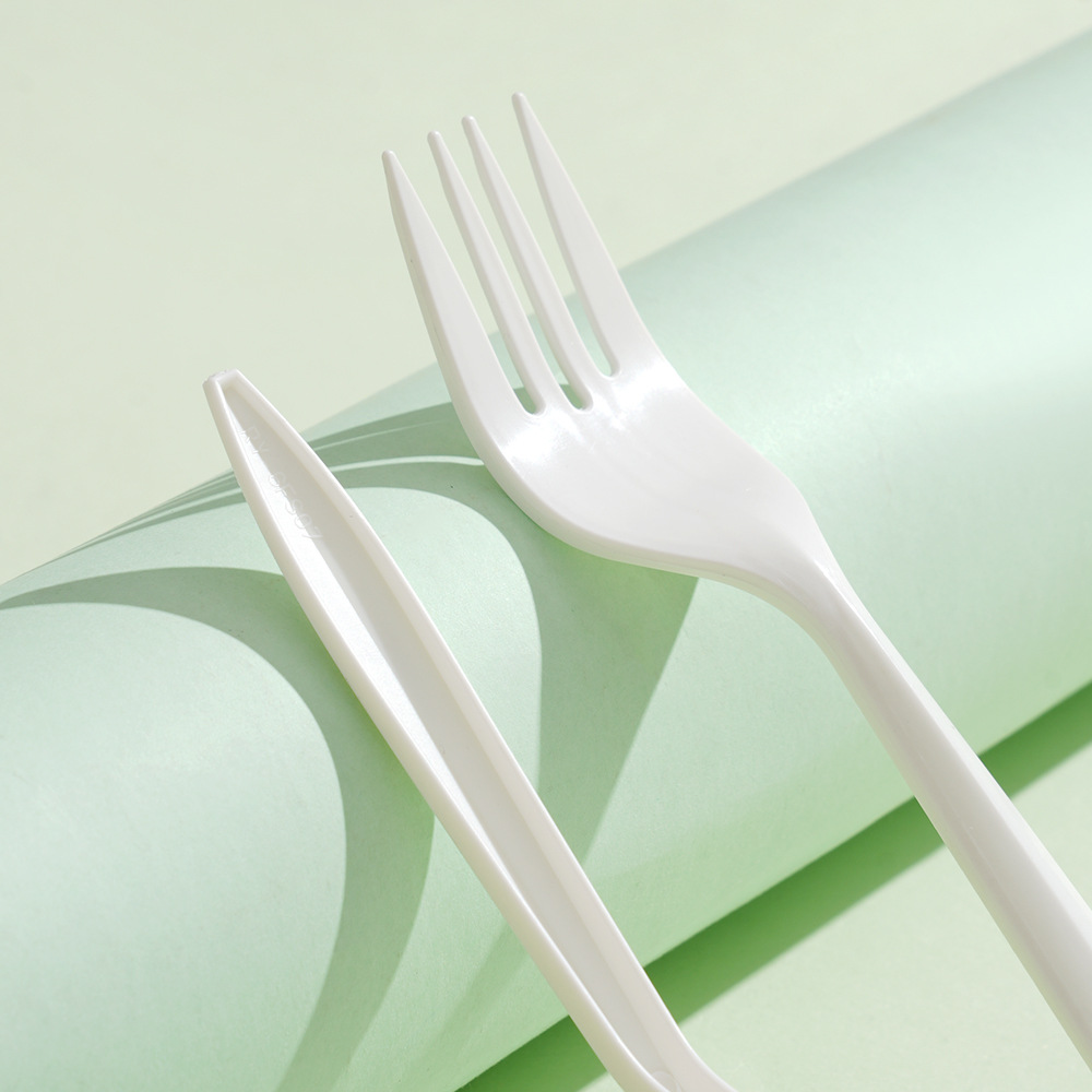 Foreign trade wholesale 6 inch corn starch disposable degradable knife and fork spoon thick takeaway tableware spoon fork