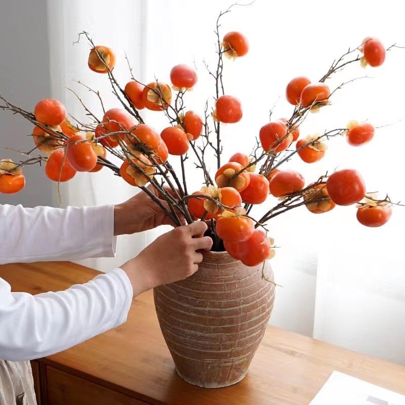 [Meaning Auspiciousness] Persimmon Artificial Flowers Living Room Decoration Ornaments Home Fortune Fruit Persimmon Persimmon Wishful New