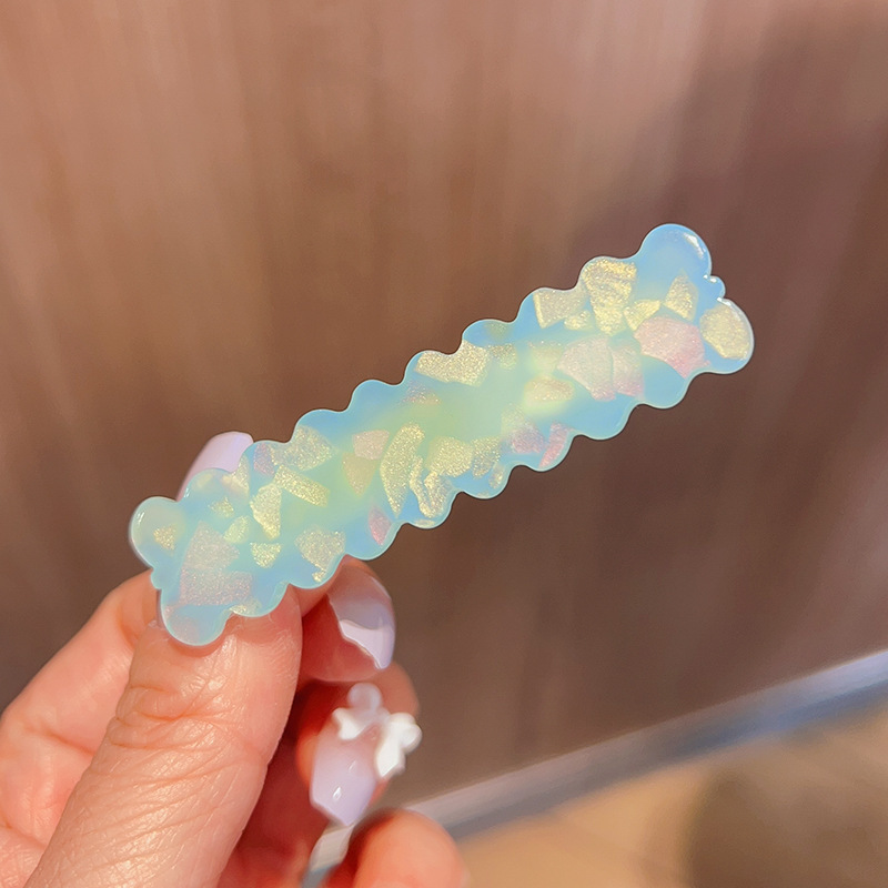 South Korea ins sweet texture acetate cloud word clip wavy duckbill clip cute girl side clip hairpin