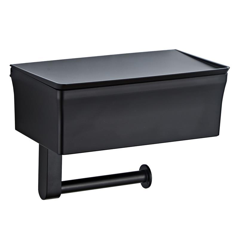 Black Tissue Box Holder Bathroom Roll Paper Holder Warm Tissue Box Roll Paper Box Bathroom Hardware Pendant Wall-Mounted Storage Rack
