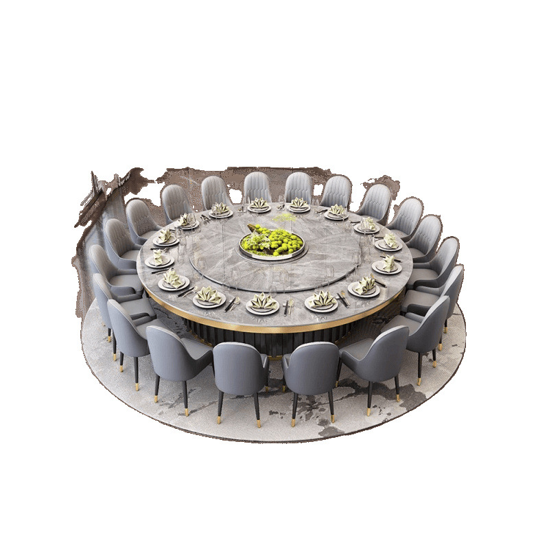 High-End Italian-Style Sintered Stone Dining Table for 20 People with Built-In 800W Induction Cooker, Selected Hotel Model, Family Integrated High-End