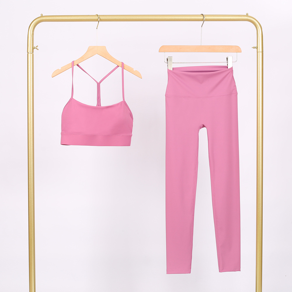 LULU Y-shaped Sports Vest Ankle-length Pants suit Vest Underwear Naked Sense Bra Beautiful Back Shock-proof Gather-up Yoga