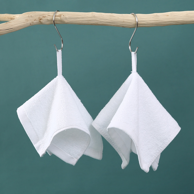 Kindergarten Special Mouth Wiping Kidsren's Square Towel Pure Cotton with Lanyard Pure Cotton Absorbent Hand Wiping Towel Pure Color Thickeneded