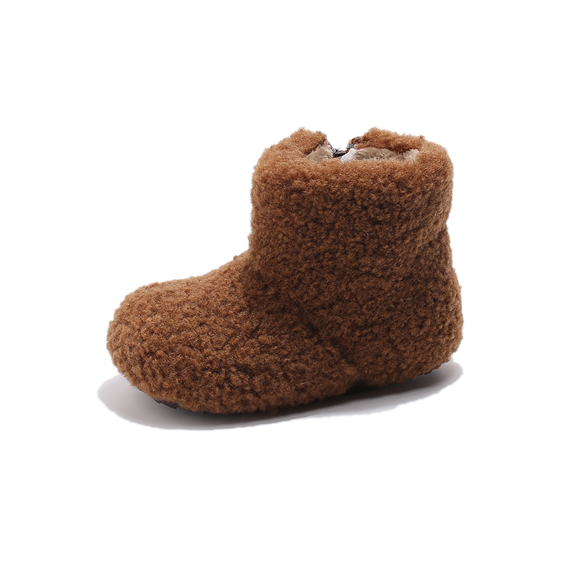 Korean Style Girls' Furry Boots 2025 Winter Warm Children's Snow Boots Niche Cute Plush Short Boots Baby Cotton Boots