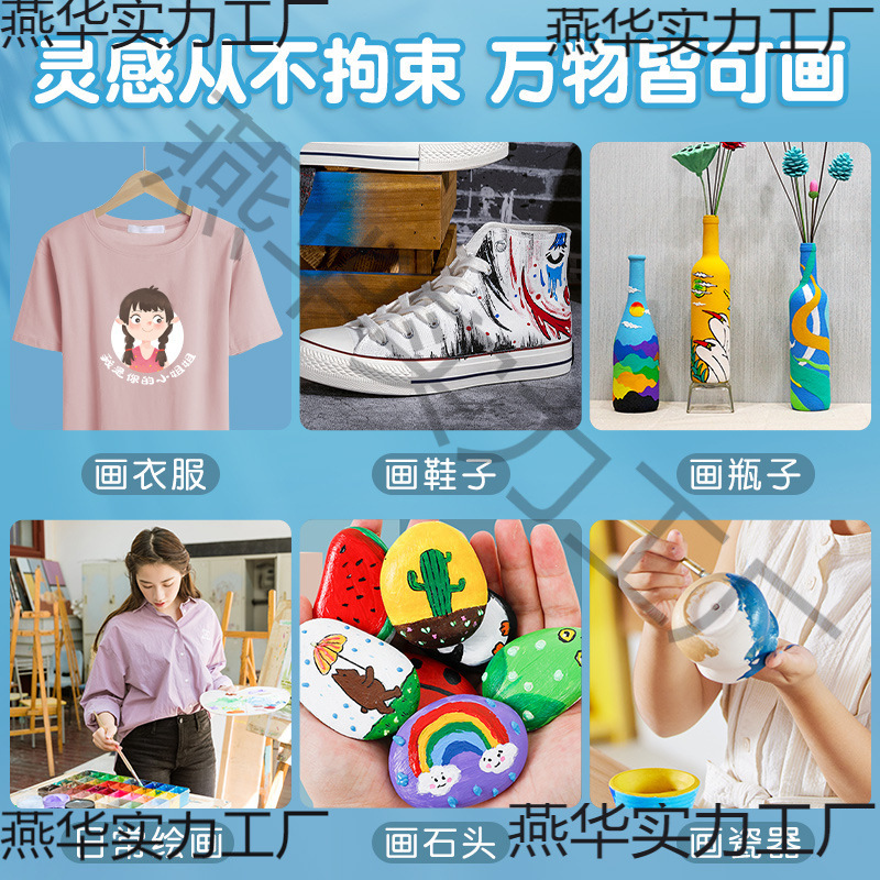 Acrylic Paint Set Waterproof, Sun-Proof and Non-Fading Kidsren's Non-Toxic Small Box 24 Colors Washable Oil Painting Dyeing