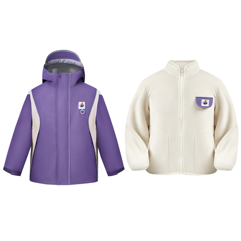 KK tree children's assault clothing 2024 new autumn and winter boys and girls three-in-one windproof waterproof moisture permeable coat parent-child