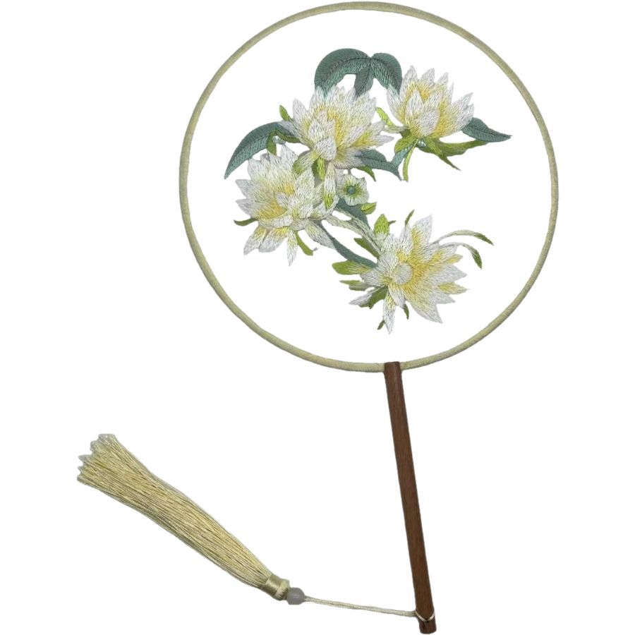 Boutique Double-sided Round Fan Embroider Wholesale Chinese Style Classy Dancing Fan Han Dynasty Cheongsam Ancient Style Dance Fan