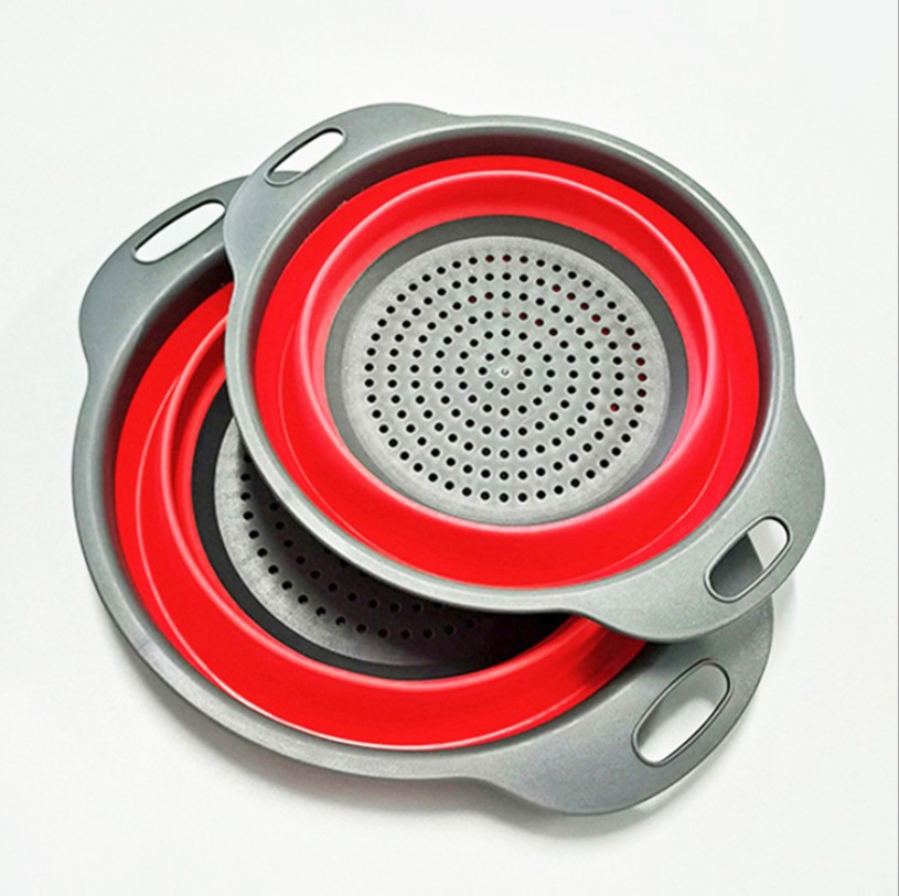 Multifunctional kitchen sink retractable vegetable washing basin Amoy basket round silicone folding drain basket