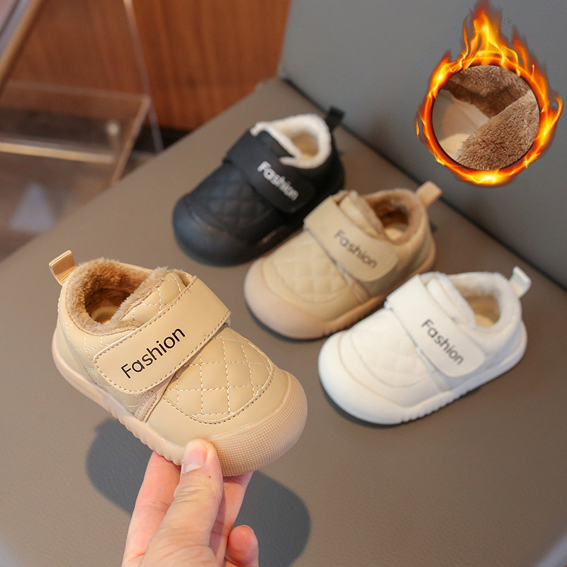 Зимние детские ботинки с мягкой подошвой, флисовые, 0-3 года, обувь для мальчиков и девочек, теплые хлопковые ботинки для детей