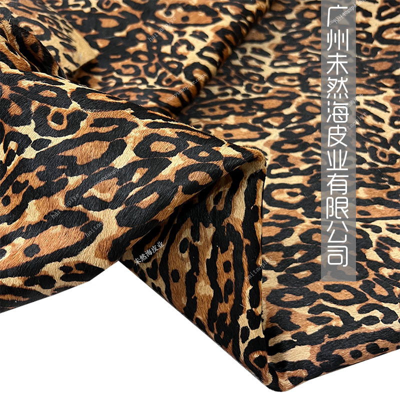 Sexy Big Leopard Print Horse Hair Printed Genuine Leather Designer's First Choice Fabric Hot Style