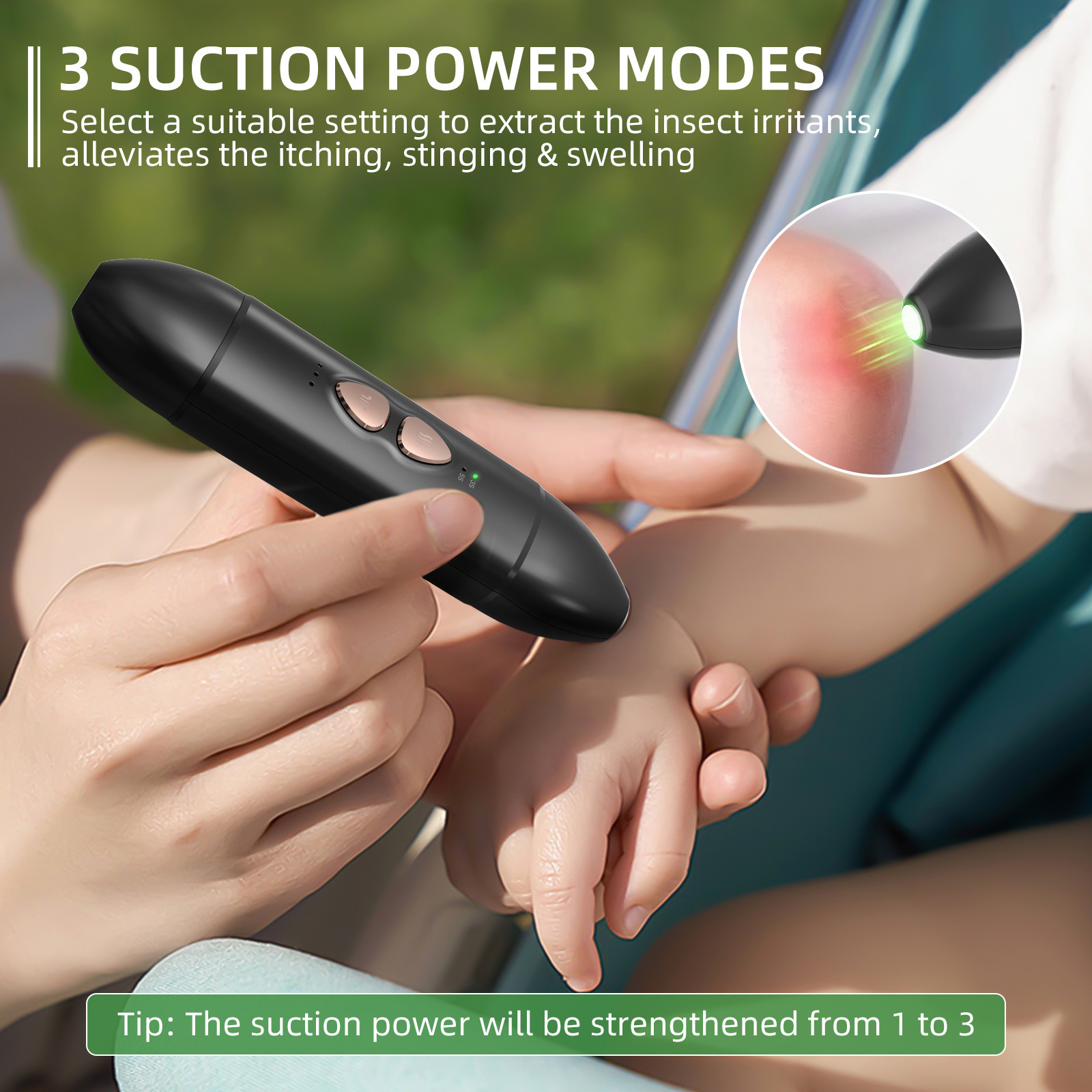 2 in 1 Electric Insect Bite Device Antipruritic Device with Suction Cup Device and Heat Bite Relief Device No Chemical