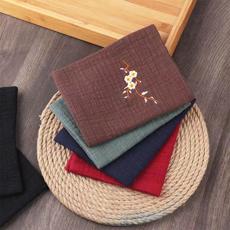Tea Towel Absorbent Cotton and Linen High-End Tea Cloth Double-Layer Fabric National Style Thickeneded Water-Absorbent Zen Kung Fu Tea Set Individually Packaged