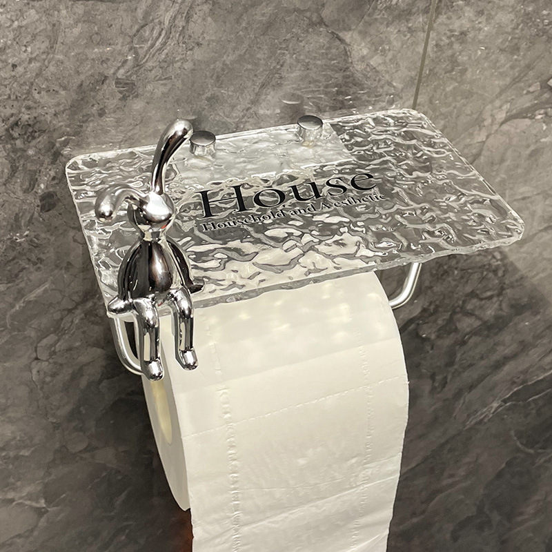 Cross-border Exclusive for Light Luxury Toilet Toilet Toilet Toilet Paper Storage Rack Non-perforated Wall-mounted Paper Drawable Placement Roll Paper Rack