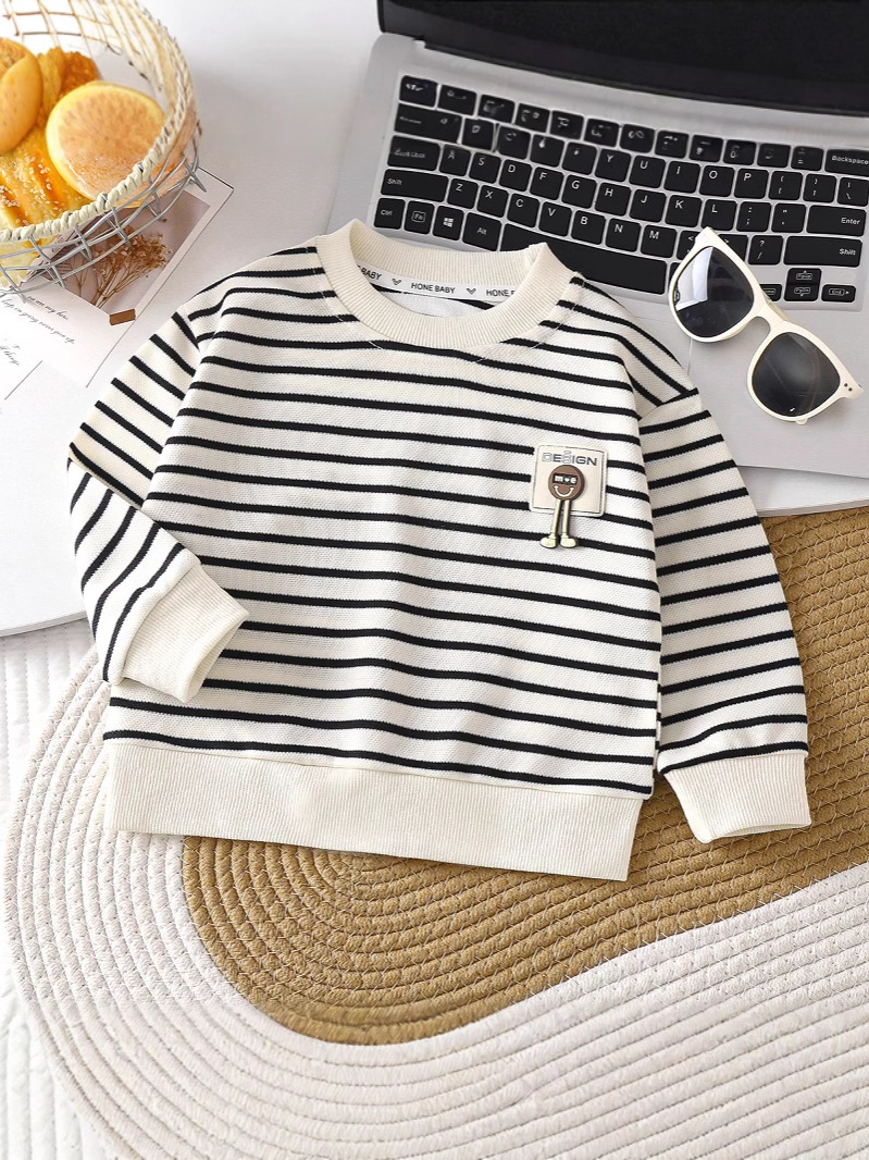 Children's Spring and Autumn Sweatshirt 2025 New Striped Pullover Sugiyama Boys Spring and Autumn Long Sleeve Sweatshirt Girls Outer Wear Top