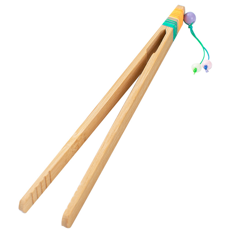 Handmade Rope Natural Bamboo Tea Clip Anti-Scalding Anti-Slip Tea Cup Clip Chinese Tassel Tweezers Kung Fu Tea Set Accessories
