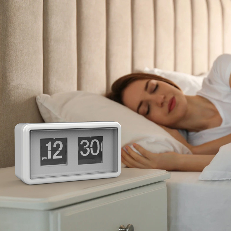 Digital Hotel Alarm Clock Automatic Page-Turning Clock Bedroom Wall Clock Living Room Office Simple Page-skipping Clock Calendar Desk Clock