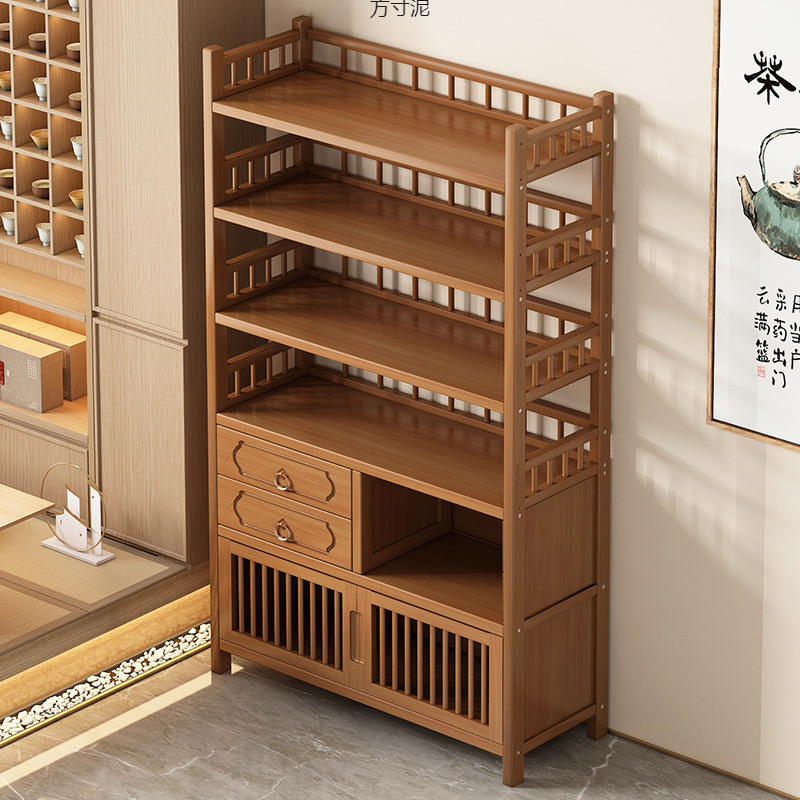 2025 New Model Bamboo Chinese-Style Tea Cabinet Tea Set Storage Suitable for Children Dining Room Side Cabinet Tea Table