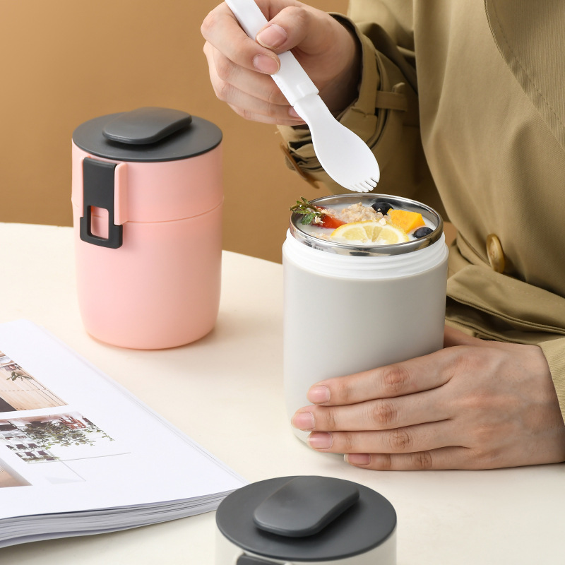 304 stainless steel insulated breakfast cup with spoon simple soup cup electromagnetic microwave oven heating milk Cup wholesale