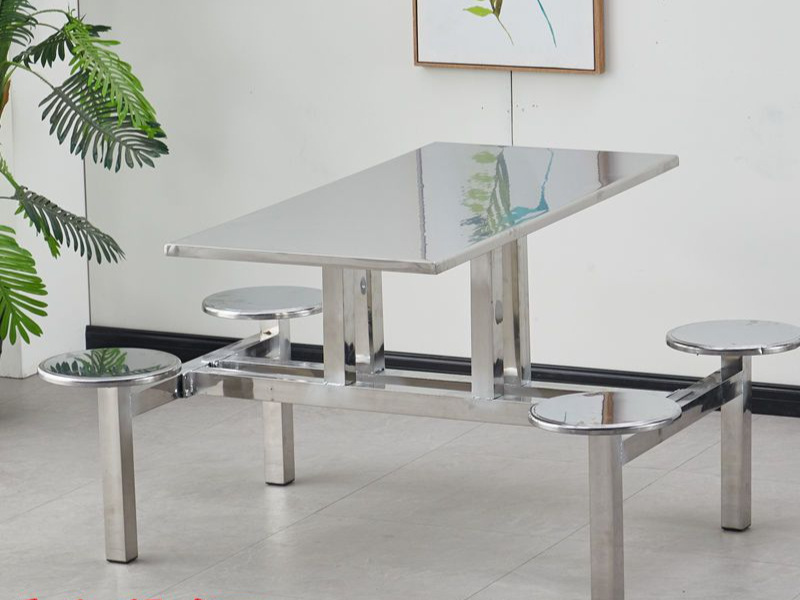 Stainless Steel Cafeteria Dining Table for 4, 6, 8 People, School Cafeteria Dining Table, Employee Factory Fast Food Dining Table and Chairs, Thickened and Integrated