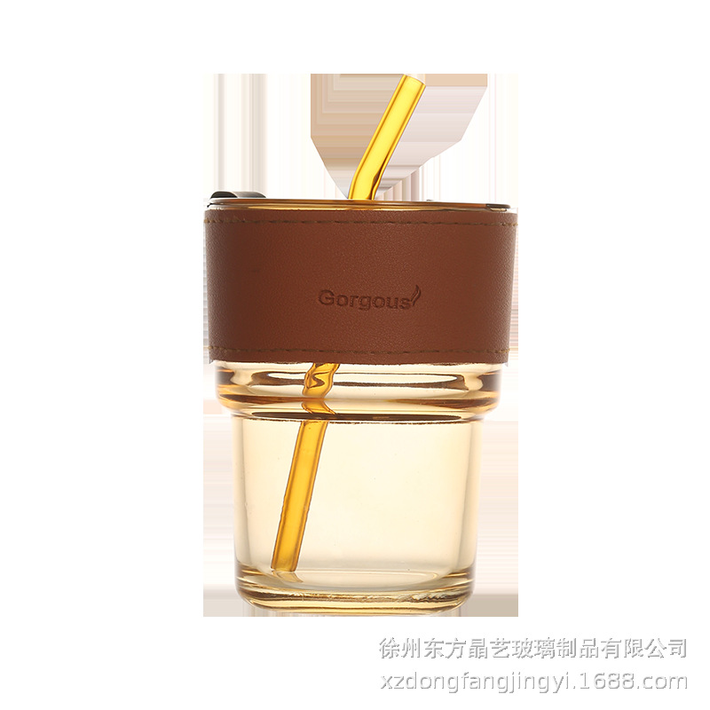 Creative ins bamboo cup glass bamboo cup heat insulation straw Cup household coffee drink cup hand gift wholesale