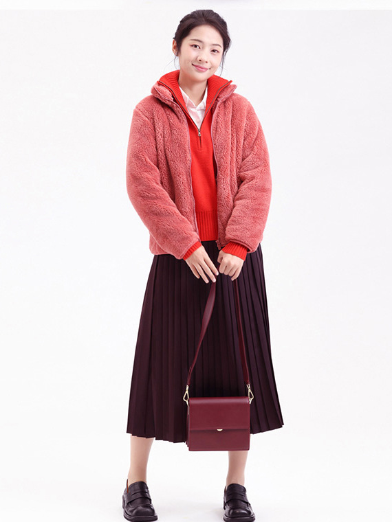 Fleece ladies coat coat mother fleece padded warm long sleeve a generation of cross-border embroidered LOGO