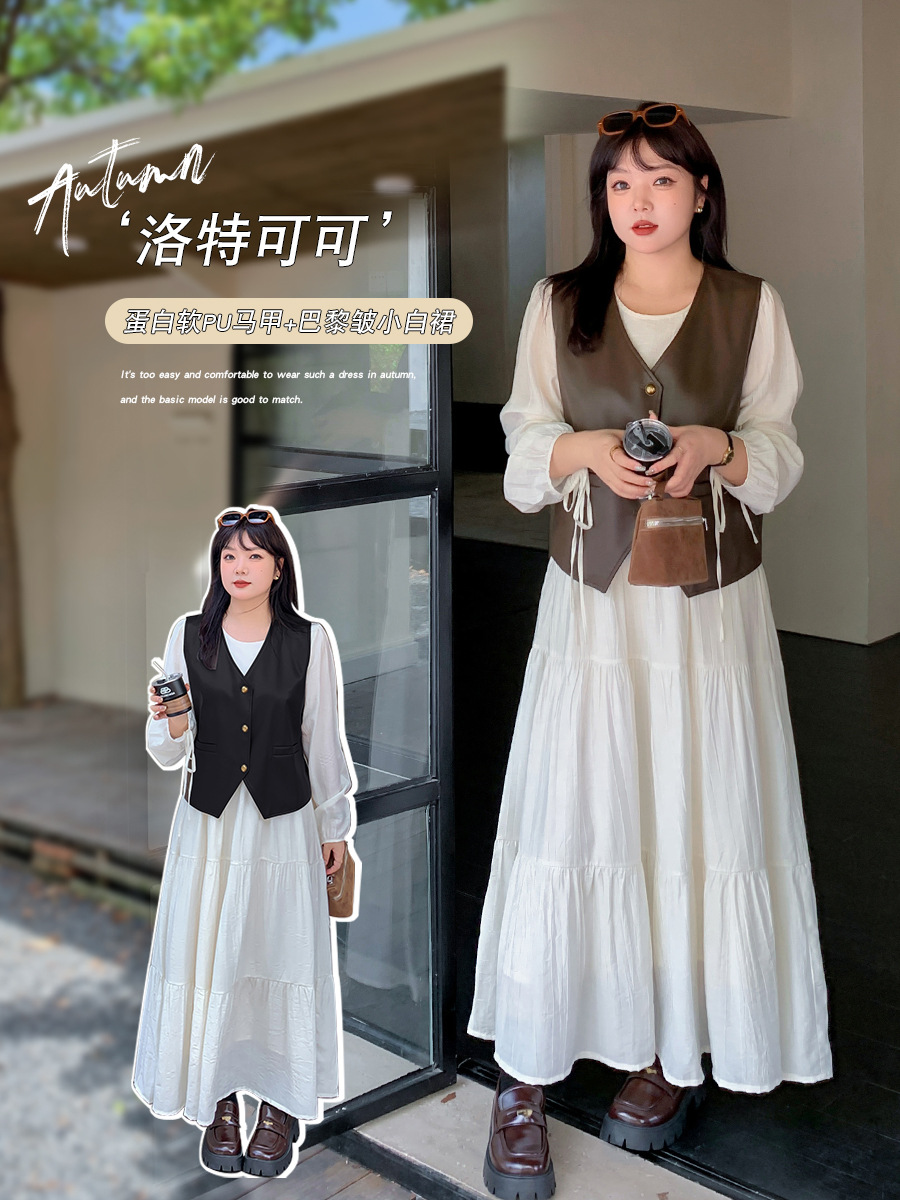 одежда большого размера для полных девушек, сладкое белое платье, оптовая продажа  A0088