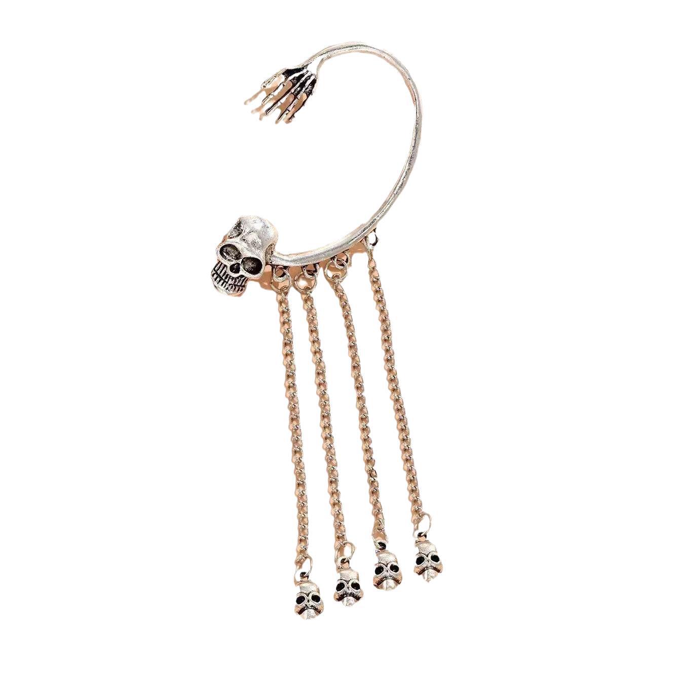 Yanni Cross-Border New Product Manufacturer New European and American Punk Rock Style Ghost Hand Halloween Skull Su Ear Hanging Earrings