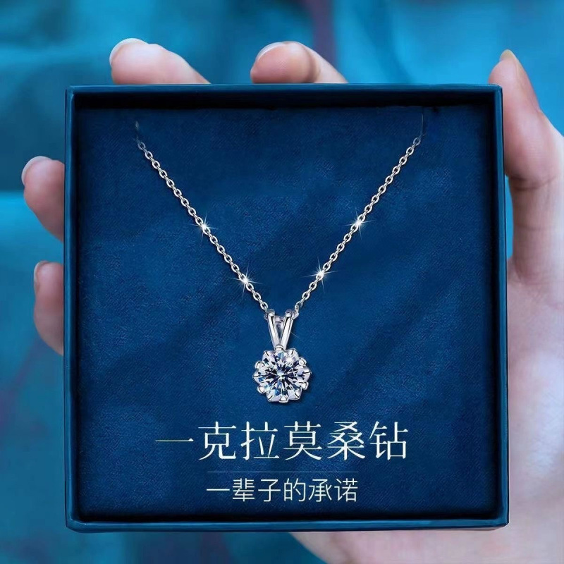 Аутентичное ожерелье из стерлингового серебра S925 с 1 каратным кулоном, летний стиль, настоящий товар