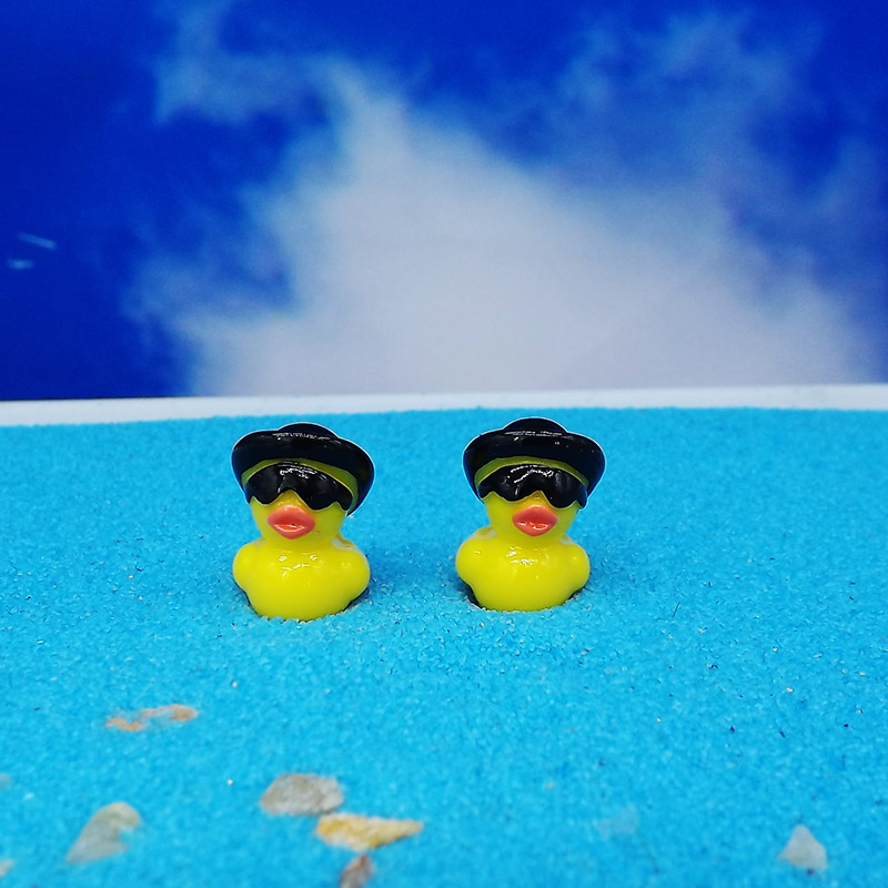 New colorful cowboy hat duck doll, Moss micro landscape decoration creative decoration jewelry resin crafts