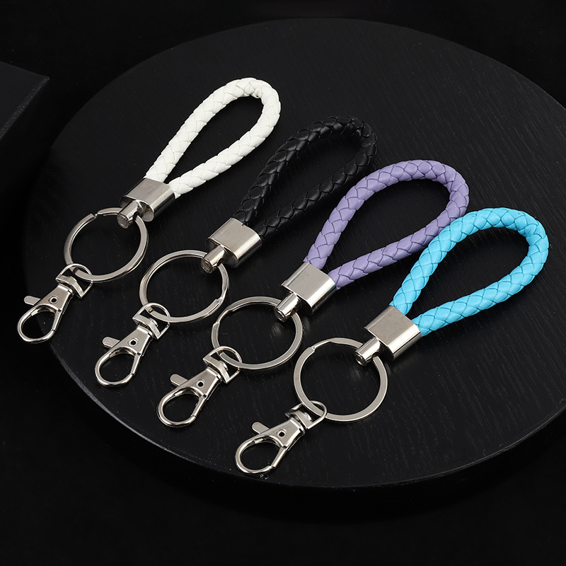 оптовая продажа плетеный кожаный шнурок брелок мужской и женский DIY ручная работа автомобильные ключевые аксессуары металлическое кольцо подвеска декор