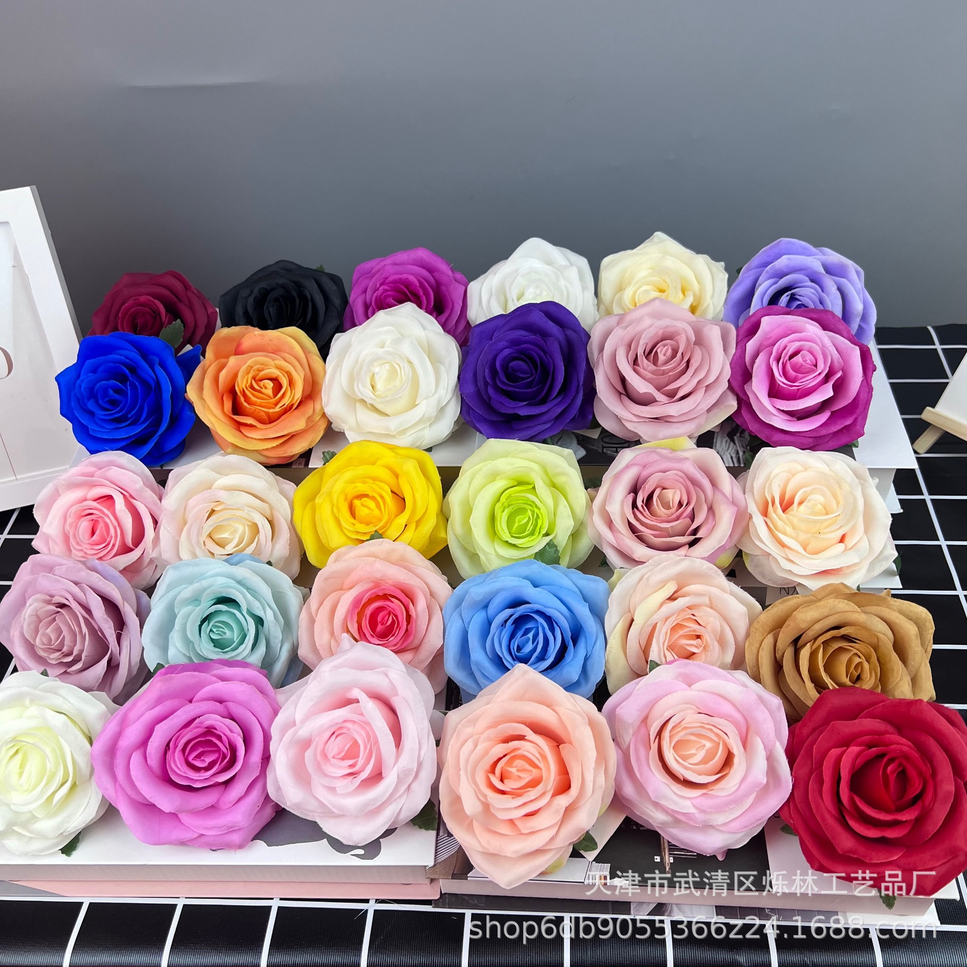 Artificial rose flower head flower DIY artificial flower silk flower wedding corsage hair accessories decorative painting curling angle Rose