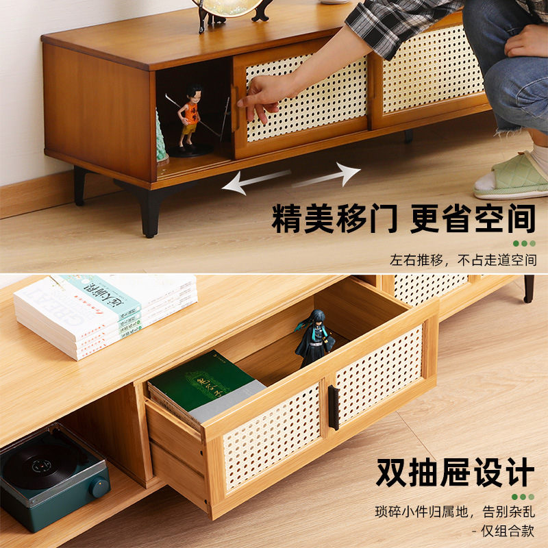 Simple Living Room TV Cabinet Household Floor-Standing Light Luxury High-Level Telescopic Coffee Table TV Cabinet Small Apartment Combination Cabinet