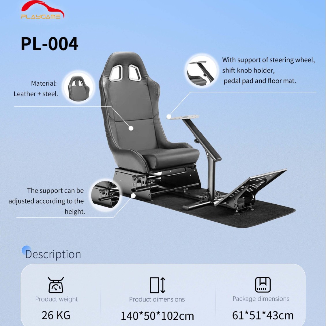 Классический симулятор гонок игровой стенд PL с прямым приводом руля сиденье