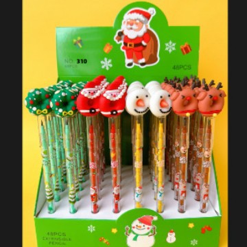 Korean version of Christmas pencil cute cartoon simple Japanese boxed unsharpened pencil three-dimensional pencil wholesale
