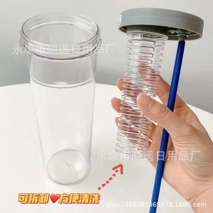 Student Couple High-Profile Internet Celebrity Juice Flower Tea Cup Summer Plastic Water Cup Student Straw Cup Wholesale